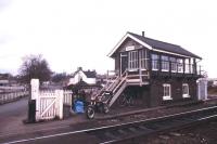 The signal box and level crossing at Ely North in October 1987.<br><br>[Ian Dinmore /10/1987]