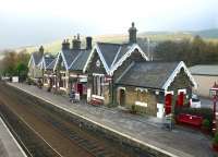 View north over Settle station from the footbridge in November 2004.<br><br>[John Furnevel 03/11/2004]
