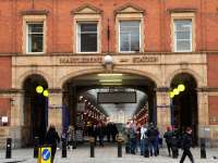 Last but not least. Entrance to the Great Central Railway's 1899 London terminus at Marylebone in January 2013.<br><br>[Peter Todd 12/01/2013]