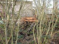 A buffer stop sits amidst an almost impenetrable forest which has taken over the two disconnected sidings behind the old northbound platform on the Margam line at Tondu in January 2012. [See Image 18266] <br><br>[David Pesterfield 31/01/2012]