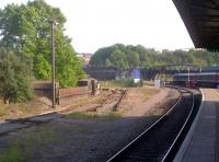 The sad remains of the tracks leading into the former Bath Road shed (82A), seen from the platform at Temple Meads station in May 2012. The depot finally closed in September 1995 when remaining operations were transferred to St Philip's Marsh.  [See image 20985]<br><br>[Ken Strachan 27/05/2012]