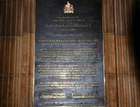 The memorial plaque to the life and work of Sir Nigel Gresley 1876 - 1941, Waverley station.<br><br>[Brian Taylor /03/2013]