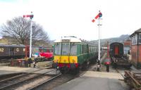 Single Car DMU W55003 at Winchcombe on 29 March 2013.<br><br>[Peter Todd 29/03/2013]