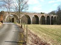 Crossing the North Esk between Auchendinny (left) and Rosslyn Castle is Firth Viaduct, seen here looking north on 20 April 2013. The 1872 viaduct now forms part of a walkway.    <br><br>[John Furnevel 20/04/2013]