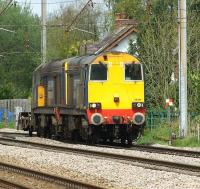 A pair of DRS class 20s head south on the WCML at Euxton with a single 4 wheel wagon on a move from Sellafield to Crewe on 11 May 2013.<br><br>[John McIntyre 11/05/2013]