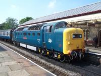 Deltic 55022 <I>Royal Scots Grey</I> with a train at Ramsbottom on 6 July 2013 during the ELR Diesel Gala.<br><br>[Colin Alexander 06/07/2013]