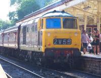 Hymek D7076 with a train at Bury Bolton Street on 6 July 2013 during the ELR diesel gala. <br><br>[Colin Alexander 06/07/2013]