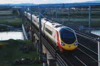 A Glasgow bound Pendolino crossing the Esk just north of Floriston late in the afternoon of 14 April 2008.<br><br>[Ewan Crawford 14/04/2008]