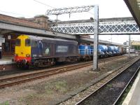 DRS 20302 tails one of the Yorkshire RHTT services, with 20305 leading, as it runs through Wakefield Westgate to reverse during its morning circuit on 9 October.<br><br>[David Pesterfield 09/10/2013]