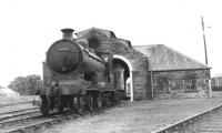 Visiting Pickersill 4-4-0 no 54495 standing in front of Wick shed in September 1961. The Inverness based locomotive was eventually withdrawn from there 6 months later.<br><br>[David Stewart 08/09/1961]