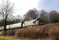 D6836 with a train near Ropley on the Mid-Hants Railway on 28 December 2013.<br><br>[Peter Todd 28/12/2013]