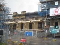 The original ticket office and main entrance to Wakefield Kirkgate station completely stripped during major refurbishment on 11 February 2014. The more recent entrance is seen to the right.<br><br>[David Pesterfield 11/02/2014]