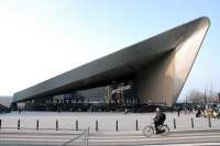 The striking new station building and entrance at Rotterdam Centraal station viewed from the south. The entrance to underground lines D and E is in the new building and the mainline platforms are beyond.<br><br>[Ewan Crawford 10/03/2014]