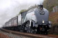 60009 <I>Union of South Africa</I> climbs to Pettycur, between Burntisland and Kinghorn, with the first <I>Forth Circle</I> on 27 April.<br><br>[Bill Roberton 27/04/2014]