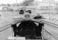 Looking towards the turntable at Wick shed on 8 September 1961 from the tender of Caley Bogie 54495, a visitor from Inverness. [See image 45646] <br><br>[David Stewart 08/09/1961]