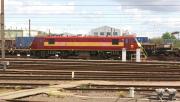 Stabled in Wembley Yard awaiting its next turn on 10 May 2014 is DBS 90028.<br><br>[John McIntyre 10/05/2014]