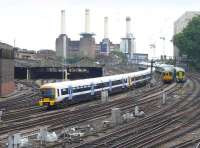 View south from Ebury Bridge of the approaches to London Victoria on 25 July featuring classes 466, 455 and 377.<br><br>[Bill Roberton 25/07/2014]