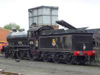 D49 <I>Morayshire</I> being coaled after the last train of the day at Boness on 25 August 2014.<br><br>[Bill Roberton 25/08/2014]