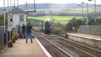 <i>The Scottish Lowlander</i> approaching New Cumnock on 27 September 2014 behind 60009 <I>Union of South Africa</I>.<br><br>[Ken Browne 27/09/2014]