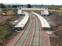 Looking ready for tracklaying - Shawfair 5 October 2014.<br><br>[John Furnevel 05/10/2014]