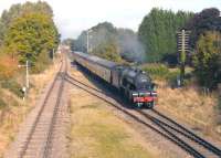 Preserved class D49 4-4-0 no 62712 <I>Morayshire</I> approaching Quorn & Woodhouse station on 2 October 2014 with a GCR service from Loughborough Central to Leicester North.<br><br>[Peter Todd 02/10/2014]