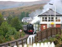 <i>The Jacobite</i> crossing the swing bridge into Banavie station on 25 September 2005 on its way back from Mallaig to Fort William.<br><br>[John Furnevel 25/09/2005]