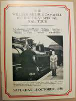 Cover of the souvenir booklet produced for the participants on the <I>Cam</I> Camwell 80th Birthday special train hauled by LNWR 0-6-2T 58926/1054 on 18 October 1986. The picture shows <I>Cam</I> alongside another SLS special from 1955, this one hauled by GWR <I>Dean Goods</I> 0-6-0 2516.<br><br>[W A Camwell Collection (Courtesy Mark Bartlett) 18/10/1986]