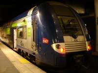 The older unit stock for services in the Picardie region of France are these double deck EMUs, with unit 446 seen stabled at Gare du Nord station late evening on 24 February. [See image 50506]<br><br>[David Pesterfield 24/02/2015]
