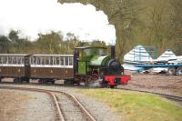 Hunslet 0-4-0ST <I>Howard</I> (1842/1936) with a train on the Statfold Barn Railway on 28 March 2015.<br><br>[Peter Todd 28/03/2015]