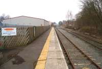 Unfortunately without any passenger services at the moment, Bishop Auckland West station on the Weardale Railway looking east towards Bishop Auckland on the national rail network on 17 March 2015. [See image 30974]<br><br>[John McIntyre 17/03/2015]