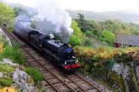 On the penultimate day of the 2015 Jacobite steam service, K1 2-6-0 62005 makes a spirited start away from Arisaig heading for Mallaig. Arisaig is the westernmost station on the UK rail network.<br><br>[John Gray 23/10/2015]