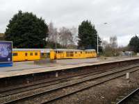 31233 on a Network Rail train waiting to head east.<br><br>[Peter Todd 04/12/2015]