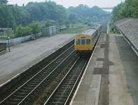 Eastbound DMU through Hessle bound for Hull at 1625 hours on 05 June 1982.<br><br>[Peter Todd 05/06/1982]