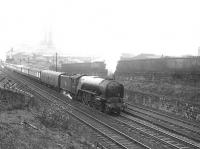 The up <I>Queen of Scots</I> Pullman climbing Cowlairs Incline on 5 May 1956. Locomotive in charge is A2 Pacific 60535 <I>Hornet's Beauty</I>, with N15 0-6-2T 69188 working hard at the rear. <br><br>[G H Robin collection by courtesy of the Mitchell Library, Glasgow 05/05/1956]