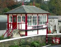 The signal box at Settle station in November 2004, photographed from the footbridge.<br><br>[John Furnevel 03/11/2004]