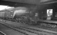 Gresley V2 2-6-2 no 60918 stands alongside the outside island platform at York station. The photograph is thought to have been taken in the late summer of 1960.<br><br>[K A Gray //1960]
