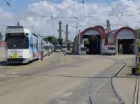 The Kusttram is a metre gauge tramway running along almost the entire Belgian coast, some 42 miles.<br>
<br>
The depot at Ostend.<br><br>[Bill Roberton 26/06/2016]
