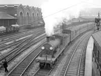 View over Southampton Terminus in the 1930s, with a Southern Railway service leaving the station. <br><br>[Bruce McCartney Collection //]