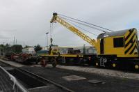 During the Ribble Steam 2016 Autumn diesel gala the resident self-propelled crane performed a couple of demonstration lifts of railway axles from a lowmac wagon outside the workshop and depot. <I>Dutch Class 11</I> NS663 can be seen in attendance.<br><br>[Mark Bartlett 01/10/2016]