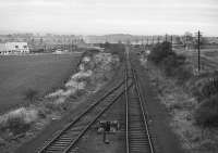 Looking north at Smeaton Junction in 1978 towards Whitecraig.  The Carberry Colliery branch diverged to the right beyond here.<br><br>[Bill Roberton //1978]