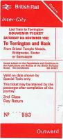 BR souvenir ticket for the last train to Torrington, Saturday 6 November 1982. [See image 12884]<br><br>[Ian Dinmore 06/11/1982]