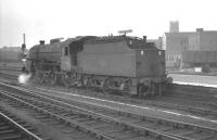 Bolton based 'Crab' 2-6-0 42708 waits to leave the platform at Doncaster on 31 May 1963, having just come off a terminated parcels train<br><br>[K A Gray 31/05/1963]