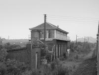 Polmaise signal box viewed from a northbound railtour.<br><br>[Bill Roberton //1992]