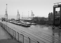 View over Clydeport container yard, on the site of Princes Pier station, in 1992.<br><br>[Bill Roberton //1992]