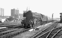 The 12.45pm Kings Cross - Newcastle about to run through Doncaster station on 31 May 1963. The locomotive is Gresley A3 Pacific no 60046 <I>Diamond Jubilee</I>.<br><br>[K A Gray 31/05/1963]