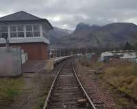 Heritage Railway Association visit to Banavie: view towards Fort William and Ben Nevis with the signalling centre to the left and swing bridge behind the camera.<br><br>[John Yellowlees 02/04/2017]