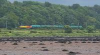 Colas Rail 56302 heads west with an oil train (Colas on trial to Fort William?). It has just passed through the westbound Dalreoch Tunnel. <br><br>[Ewan Crawford 02/07/2017]