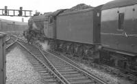 An ECML service leaves Newcastle in 1960 and heads for the King Edward Bridge. At the head of the train is 60111 <I>Enterprise</I>. The A3 Pacific was a resident of Grantham shed, from where it was eventually withdrawn at the end of 1962.  <br><br>[K A Gray //1960]