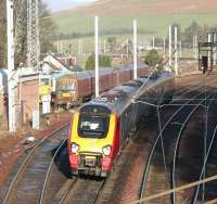 A Northbound WCML Voyager passing the sidings and loops at Abington on a bright and sunny Christmas Eve 2005. [See image 6252]<br><br>[John Furnevel 24/12/2005]