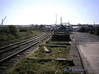 End of the platform at the closed Stranraer Town. Access by kind permission of Railtrack.<br><br>[Ewan Crawford 4/5/2002]